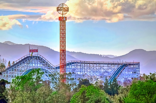 Mexico City, Mexico. Jan 14, 2024. A wooden roller coaster at La Feria Chapultepec in Mexico City