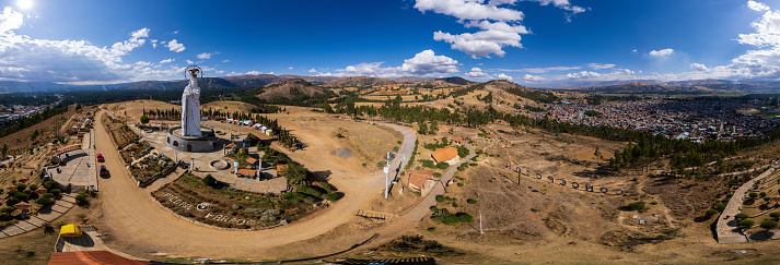 Aerial view of the Immaculate Virgin of the Conception in Huancayo. Peru. 360 view