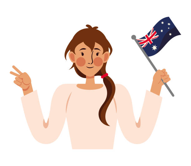 australia day australia day woman with flag illustration southern cross stock illustrations