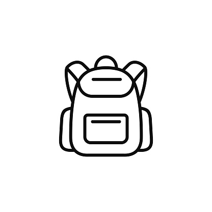 School bag line icon isolated on white background. Backpack line icon