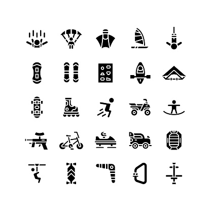 Glyph Fill Extreme Sport Icon Set