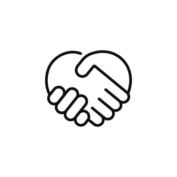 stockillustraties, clipart, cartoons en iconen met handshake line icon isolated on white background - respect