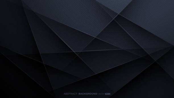 Dark abstract background with polygon shape, lines stripe, and light composition Dark abstract background with polygon shape, lines stripe, and light composition. Modern design template elements. Vector illustration black triangle pattern stock illustrations