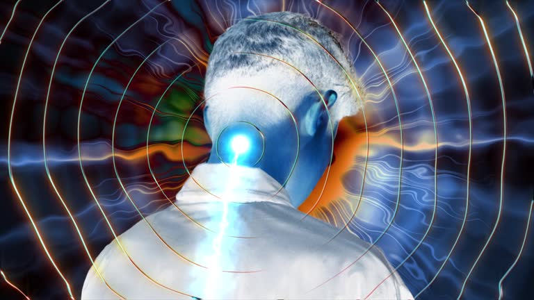 Silhouette of Person From Behind with Light effect on the back of the neck