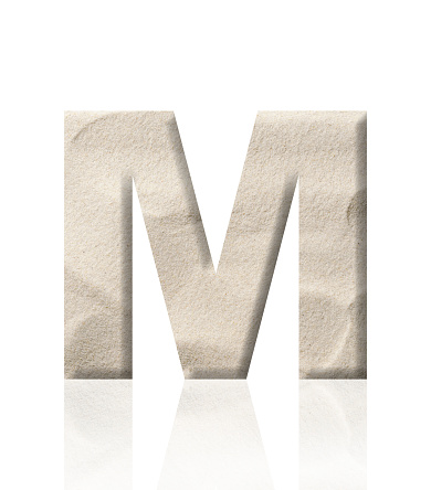 Character M on white background. Isolated 3D illustration
