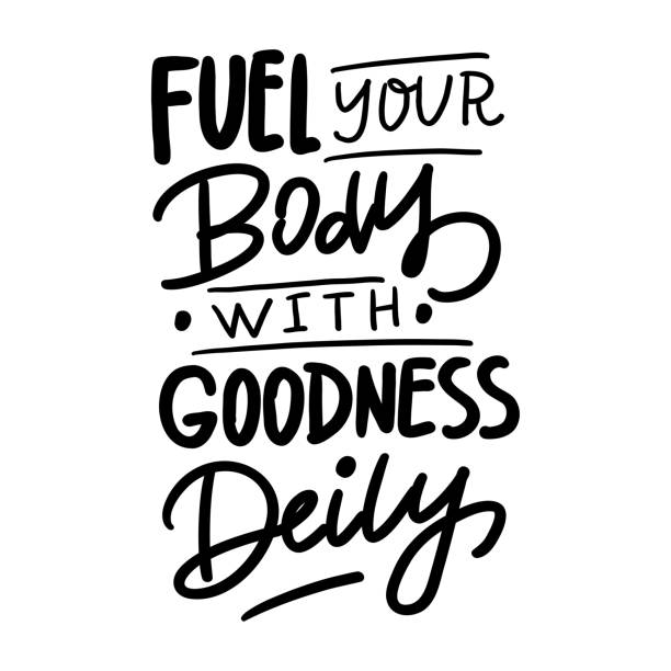istock FUEL YOUR BODY WITH GOODNESS DEILY - Hand-drawn lettering. Inscription for prints and posters, invitation and greeting cards 1941290639