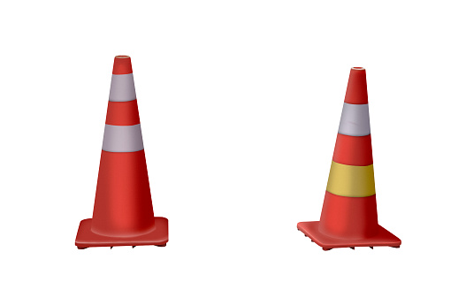 Multicolor Cone Graph On White Background. Horizontal composition with copy space.