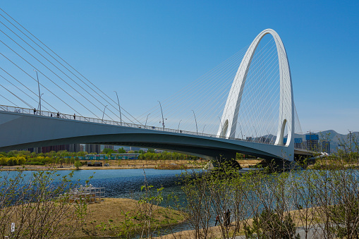 Architectural Photography of the New Shougang Bridge in Beijing, China