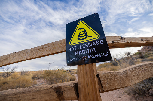 Rattle snake warning sign in Las Vegas, NV