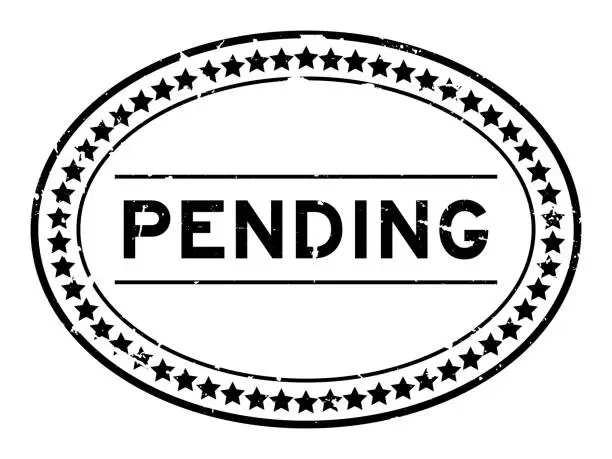 Vector illustration of Grunge black pending word oval rubber seal stamp on white background