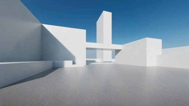 istock 3d render of abstract futuristic architecture with empty concrete floor. Scene for car presentation. 1941407016