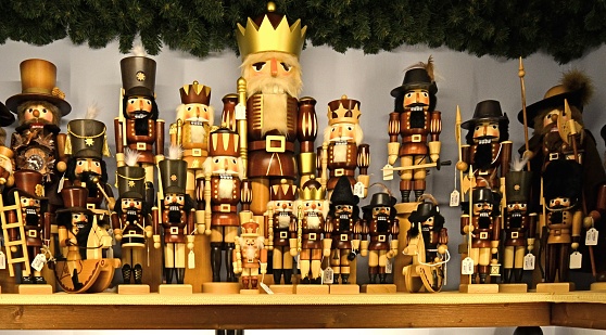 Wooden Nutcrackers on Display in a Christmas Store