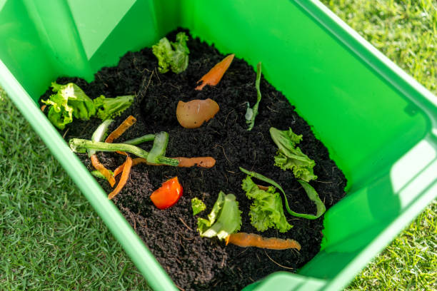 istock Ecology compost supply Kitchen waste recycling composter environmentally friendly. Fruit peel egg shell and vegetables reduce waste 1941426767