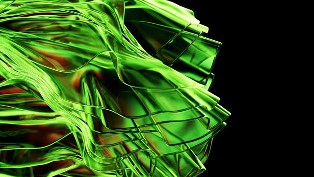 Green abstract background with the flowing rhythm of glass waves.