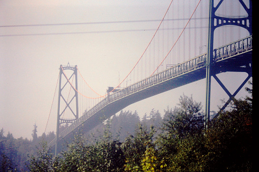 The Lion's Gate Bridge from old film stock, 1980