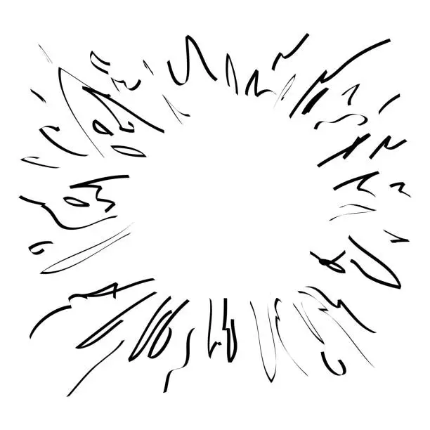 Vector illustration of starburst or sunburst hand drawn. firework. doodle design element. vector illustration