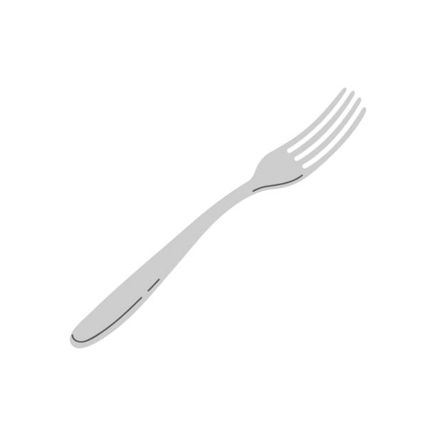 Metal or silver fork, home or restaurant cutlery for cooking and eating Metal or silver fork, home or restaurant cutlery for cooking and eating vector illustration restaurant table side view stock illustrations