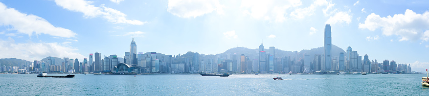 panoramic view of victoria harbor in Hong Kong,China