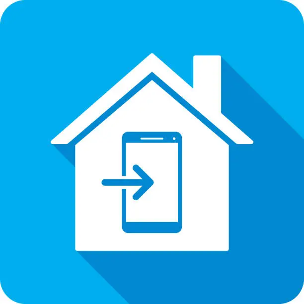 Vector illustration of House Smartphone Download Icon Silhouette