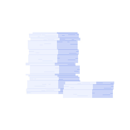 Stack of paper documents, two unorganized pile of messy pages vector illustration