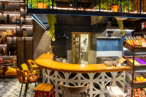 istock Interior of a modern cozy restaurant with fresh flowers and light interior 1941576029