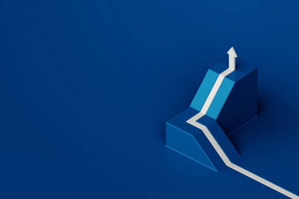 istock White arrow flowing on ramp pathway with blue background, business way concept, minimal style, 3d rendering 1941590450