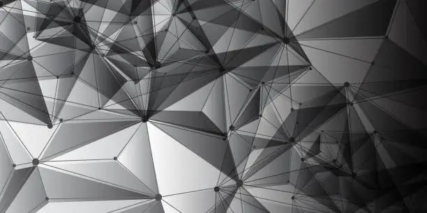 Vector illustration of Polygon background pattern - polygonal - black and white wallpaper gray