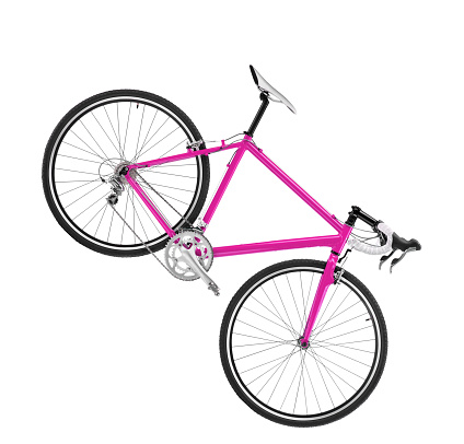 pink sport bicycle on white background