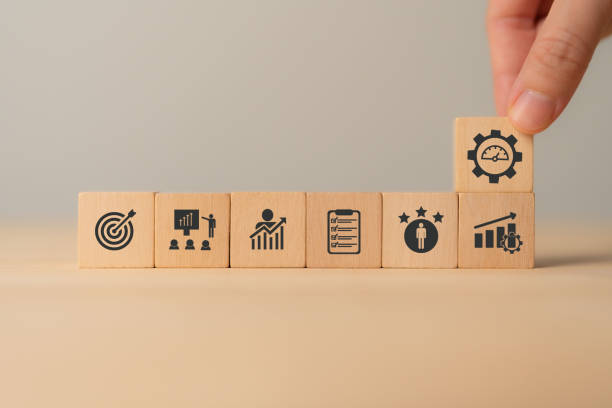 istock Performance management concept.  Implementing effective strategies for improve employee engagement, productivity and overall business success. Setting goals, monitoring progress and evaluating. 1941672011