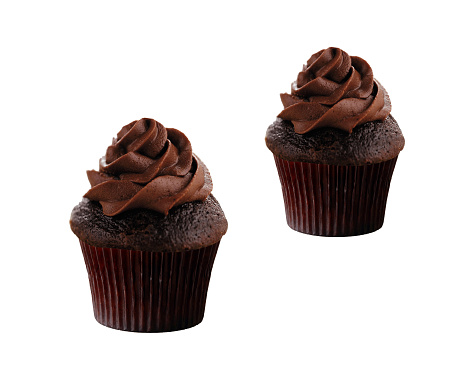 Delicious Chocolate Cupcakes isolated on white background