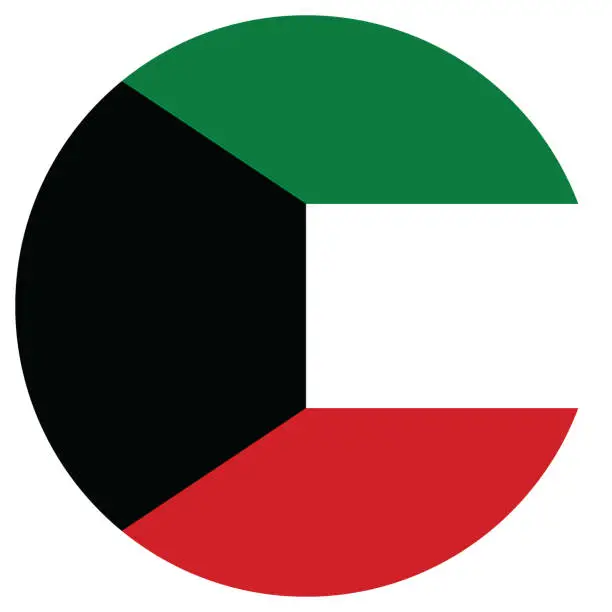 Vector illustration of Kuwait flag. Flag icon. Standard color. Circle icon flag. 3d illustration. Computer illustration. Digital illustration. Vector illustration.