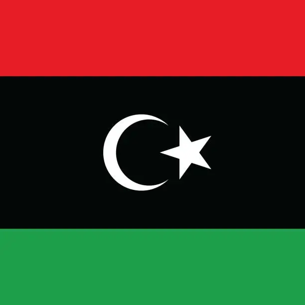 Vector illustration of Libya flag. Flag icon. Standard color. A square flag. Computer illustration. Digital illustration. Vector illustration.