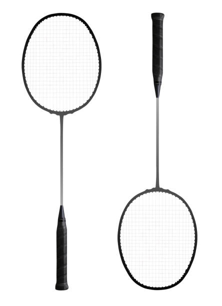 Badminton racket of magenta on red background. 3d render