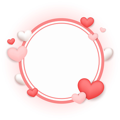 Valentines day background with product display and Heart Shaped Balloons. Valentine frame.
