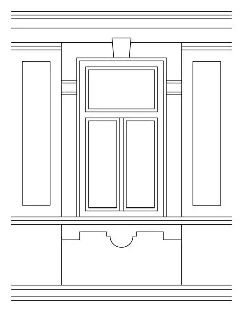 Vector illustration of Historical Decorative Window, Europe around 1900, Architectural Drawing