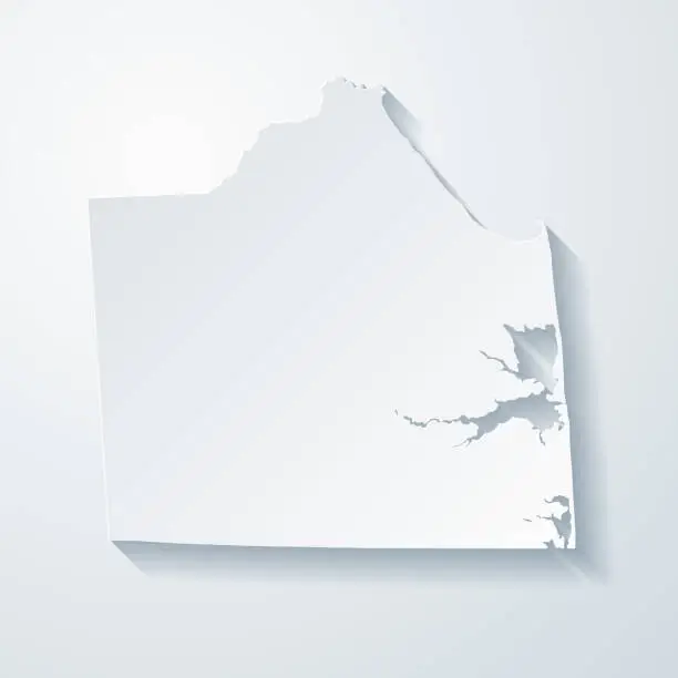 Vector illustration of Sussex County, Delaware. Map with paper cut effect on blank background