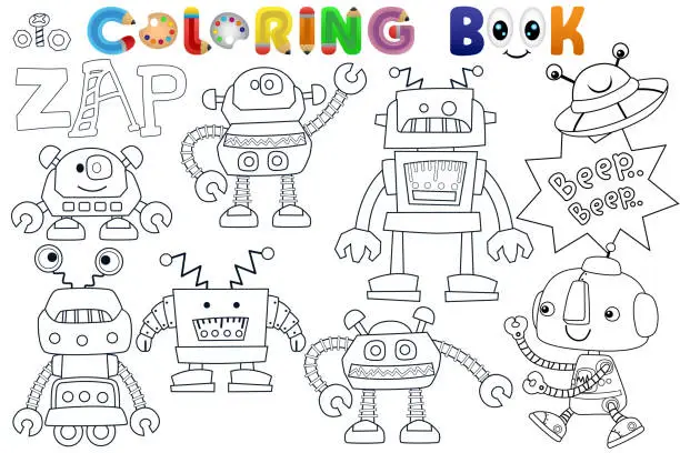 Vector illustration of Vector coloring book with