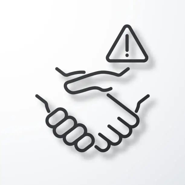 Vector illustration of Avoid handshakes. Line icon with shadow on white background