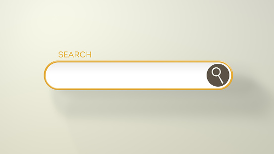 Web Browser Searching Bar. Brown Blank Search Bar on Ivory Studio Background. Internet Concept. 3D Render Illustration