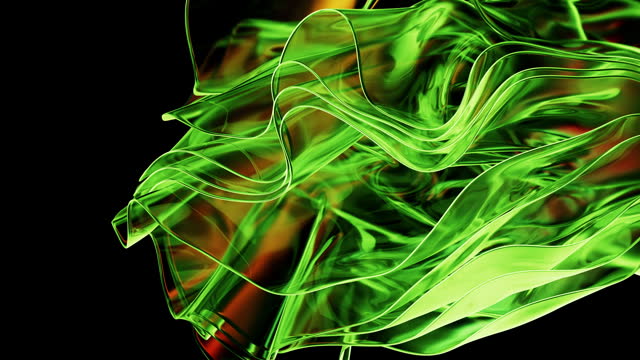 The rhythmic dance of glass waves on a green abstract background.