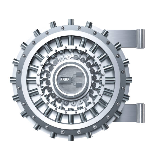 steel vault door isolated on white. 3d render