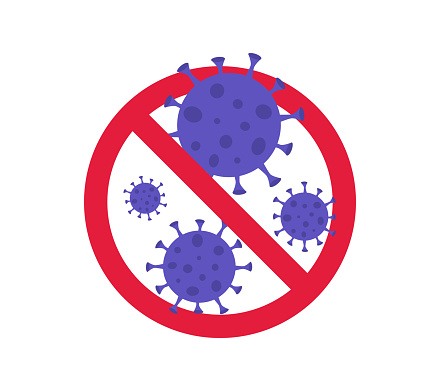 Virus Cell Icons With Prohibition Sign