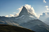 Dramatic Cloudscape Matterhorn Peak Zermatt Twilight Matterhorn Switzerland