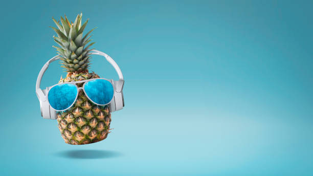 Happy pineapple listening to music