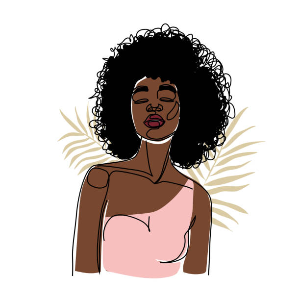 istock Portrait of a beautiful black woman. Flat and one line style. Vector abstract style illustration. Fashion trend minimalism 1941923280