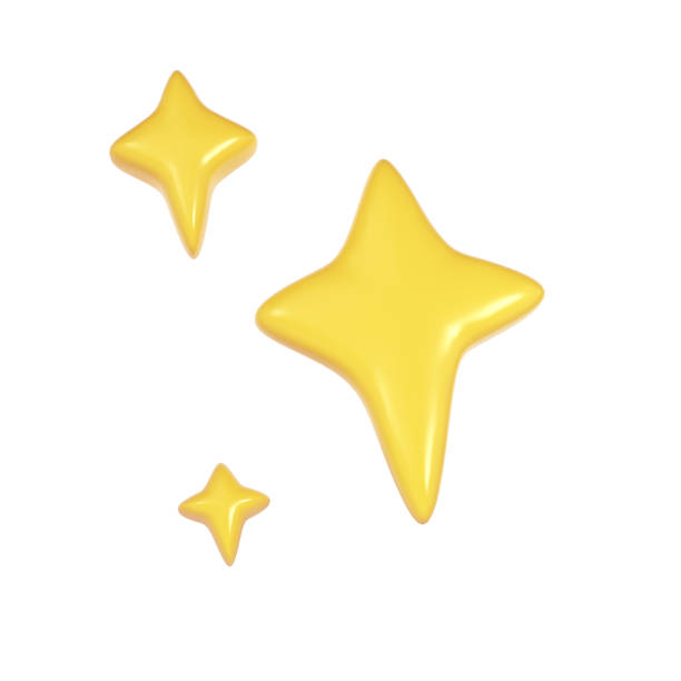 istock 3d winter yellow Christmas stars sparkle. Cute shiny star shaped object element icon. shine symbol isolated on white background illustration 1941944457