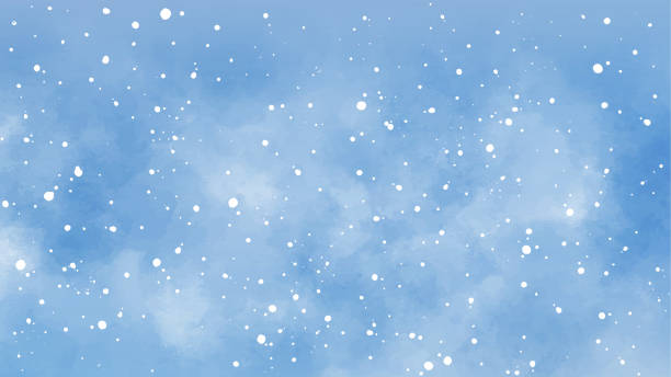istock Winter background with watercolor snow texture. Winter sky. Snowy background. Cold weather. 1941965818