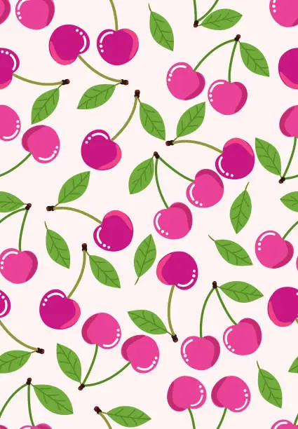 Vector illustration of Cherry seamless pattern .