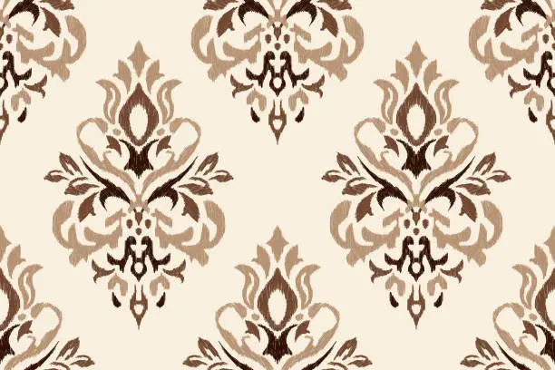 Vector illustration of Damask Ikat floral seamless pattern vector illustration
