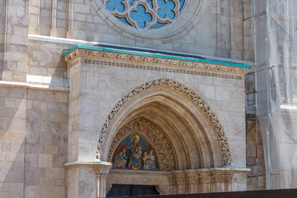 Detail of the main entrance of Matthias church, Budapest, Hungary
